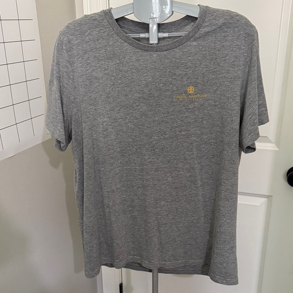 Simply Southern Gray Tee with Messy Bun Pink and Yellow Accents - Picture 4 of 4